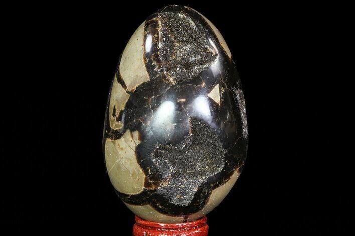 Septarian Dragon Egg Geode - Black Crystals #71898